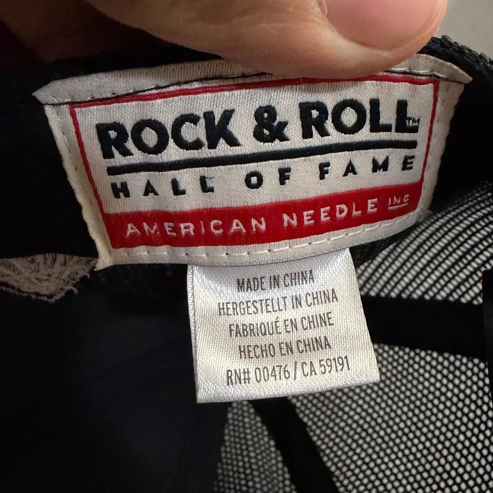 American Needle Trucker Hat Mens OSFA‎ Blk Rock & Roll Hall of Fame Y2K Mesh Cap